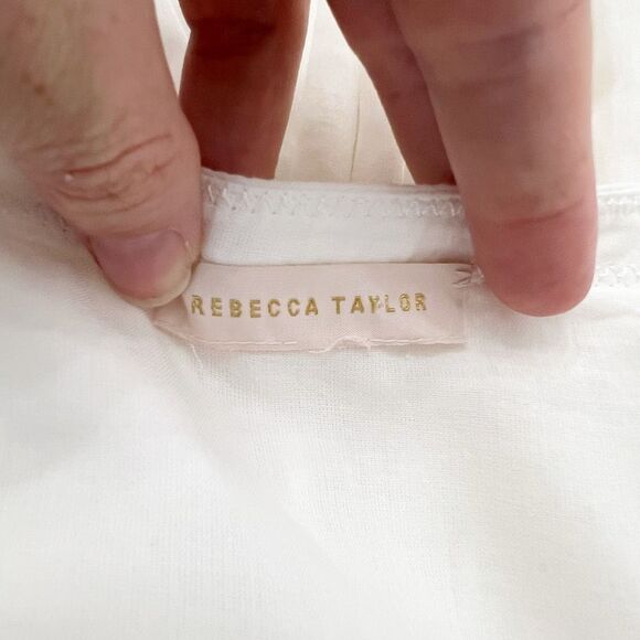 Rebecca Taylor Womens White Voile Pleated Tie Front Long Sleeves Blouse Size XS - Picture 4 of 6